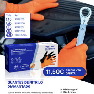 GUANTES DE NITRILO DIAMANTADO TALLA S NARANJA